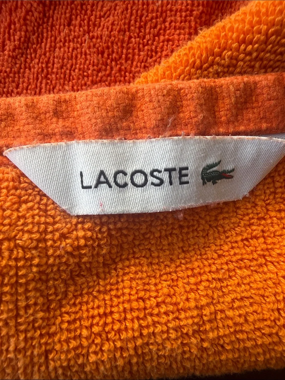 Lacoste Orange Stripe Crocodile Logo Cotton Bath Towel 30x52